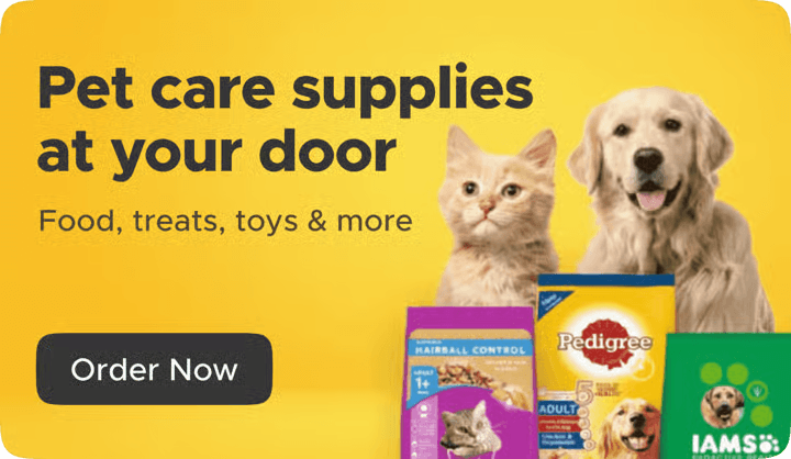 Pet care supplies at your door — food, treats, toys & more